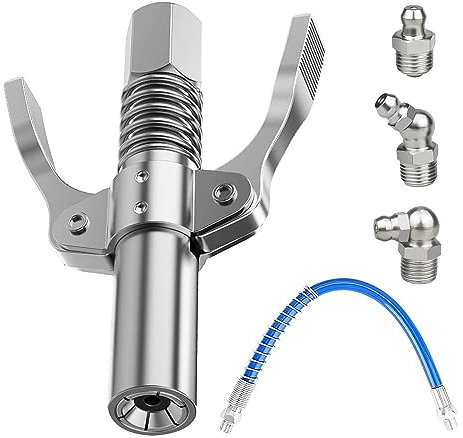 Suitedget 5 Pezzi Ingrassatore Manuale Ingrassatore Testina Ingrassatore Ingrassatore a Batteria Grasso Pistola Accoppiatore Accoppiatore Ingrassatore Ingrassatore Manuale con Tubo da 30CM