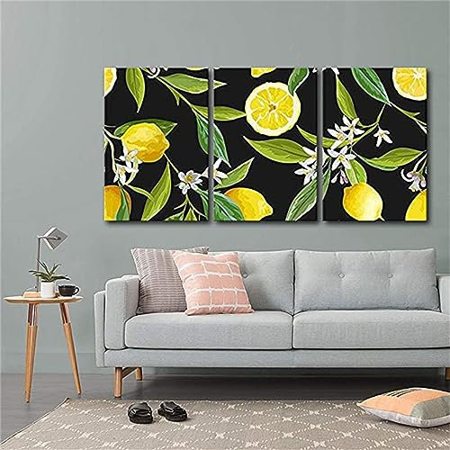 3 Teilig Diamond Painting Set Full, Szenischer Zitronenbaum 5D Diamant Malerei Bilder, DIY Diamant Gemälde Voll Strass Stickerei Kreuzstich Kits Kunst Handwerk Leinwand Wanddekor(Round drill)50x60cm