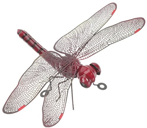 ifundom Metall Libelle Wanddekoration Wandkunst Aus Eisen Robuster Wandbehang Für Zuhause Gartenzaun Dekorative Libellenornamente in Rot