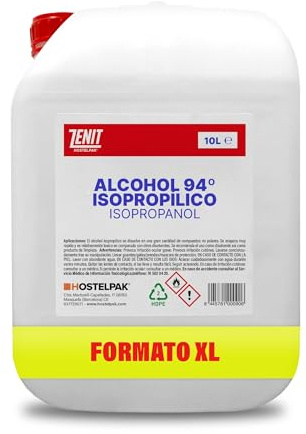 Hostelpak | 10L - Alcohol isopropilico 99,99% Pureza, Limpieza superficies y componentes electrónicos