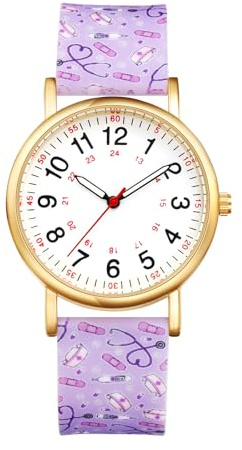 JewelryWe Uhren Damen Silikon Schwesternuhr Wasserdicht Analog Quarz Armbanduhr Frauen Gummi Armband Uhr mit Pulsberechnung für Krankenschwester Ärzte Sanitäter