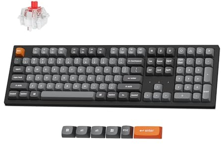 Keychron K10 Max Wireless Custom Mechanical Keyboard, US ANSI 108 Keys 100% Layout QMK 2.4 GHz Bluetooth Wired White Backlit PBT Keycaps, Keychron Super Red Switch for Mac Windows Linux