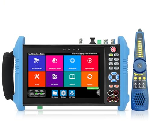 Henkion testeur de vidéosurveillance IPC-9800CMADHS Pro,écran Tactile IPS 7 Pouces, Test IPC 8K et CCTV Test de caméra 4K 8MP HD-TVI CVI AHD SDI, multimètre, testeur de câbles POE HDMI VGA WiFi RS485