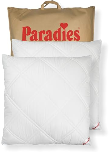 PARADIES verstepptes Kopfkissen 80x80 cm 2er Set - Softy Top Plus | 2er Pack, Verstepptes Kissen 80x80 mit Reißverschluss, Füllmenge anpassbar, Waschbar, Pflegeleicht, Made in Germany