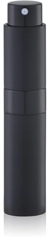 10ml Portable Travel Perfume Atomizer, Refillable Mini Aluminum Spray Bottle for Fragrance & Aftershave, Compact Glass Atomiser (Black)