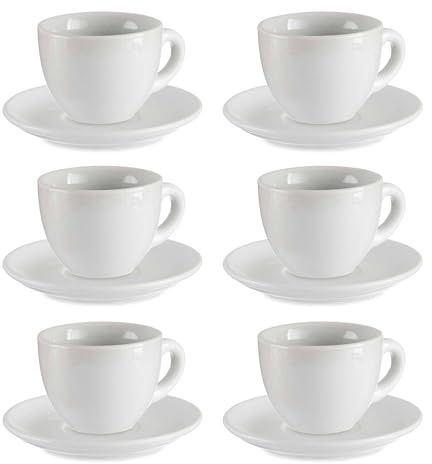 San Ignacio Set de 6 tasses à café en porcelaine blanche C plat collection VESSIA