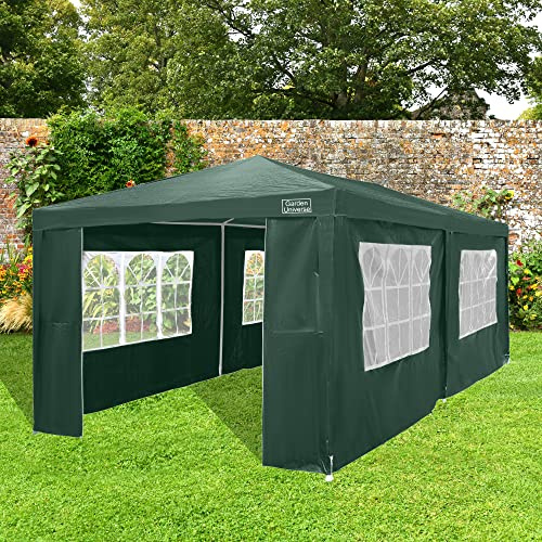 Gazebo 3m x 6m in Green by Garden Universe Steel Frame Marquee Canopy Party Tent GAZ04-Green-Amz (We do not ship to CI or IOW.)