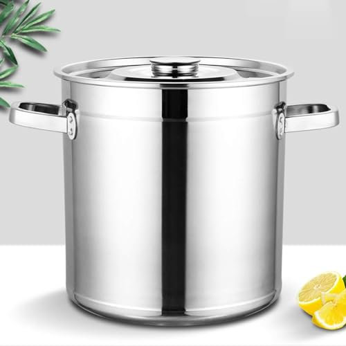 THEGA Pentola per Zuppa con Coperchio - Pentola per Brodo in Acciaio Inossidabile, Pentola Grande per Pentola in Acciaio Inossidabile, Pentola Professionale in Acciaio Inossidabile Sicura(60cmx60cm)