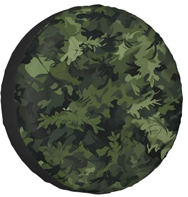 Grüne Camo Premium Reserveradabdeckung - Wasserdicht, staubdicht, universeller Schutz für Anhänger, Wohnmobile, SUVs und mehr 15 Zoll