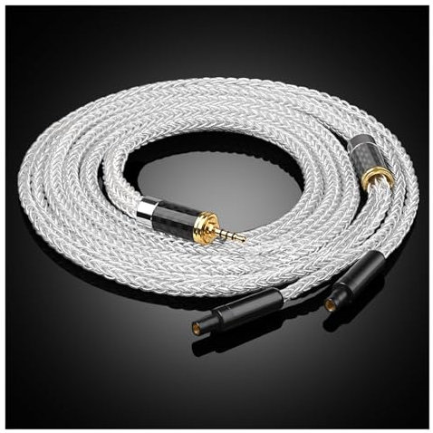 DREEK Cable de actualización de auriculares HiFi balanceado TRRS de 2,5 mm con núcleo chapado en plata y OCC(1.5 Meters)