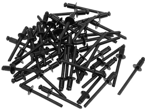 TUCKBOLD Offene Enden Großkopf Blindnieten Schwarz 50 Stück Edelstahl | Griffdurchmesser 4,8 mm, Grifflänge 8 mm, Flangedurchmesser 9,5 mm