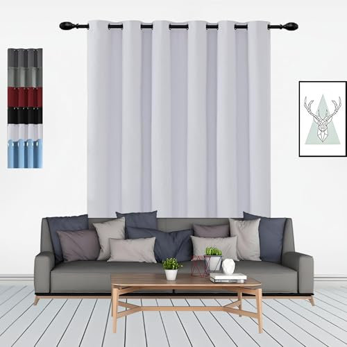 GOUSUN Abdunklungsvorhang 190 x 70 cm Thermovorhang Kälteschutz Luftig Fadenvorhang mit Stangendurchzug Gardinen mit Ösen für Schlafzimmer, Weiß