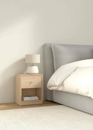 Dmora - Mesita de Noche Roxanne, cómoda Baja, Mesa de Noche, Estante de Cama, 38 x 30 x 48 cm, Roble