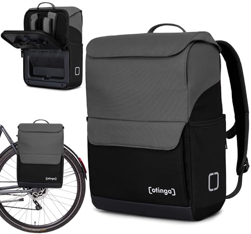otinga® Flip Move Fahrradtasche Rucksack [16L Volumen] I Gepäckträgertasche mit Rucksack - in 7 Sekunden umgebaut I Wasserdichter Fahrradrucksack Gepäckträger (Graphit-schwarz)