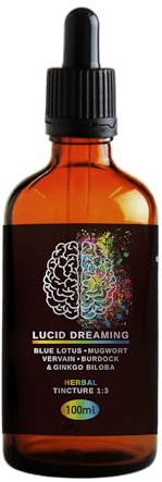 GOLD HEALING Lucid Dreaming Tincture, Blue Lotus, Mugwort, Vervain, Ginkgo Biloba, Herbal Blend to Enhance Dream Recall, 100ml, Made in The UK