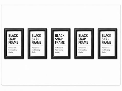 Deflecto A2 Snap Frame Black Pack of 5, Aluminium Clip Frame Wall Display | Front opening aluminium picture frame for posters, certificates and photos. Wall mount display for home, office or retail.