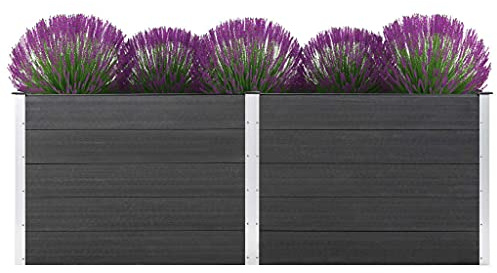 AJJHUUKI Prato & Giardino-Giardinaggio-Vasi & Fioriere-Giardino Aiuola Sopraelevata 250x100x91 cm WPC Grigio