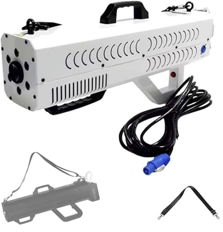 Pistolet à fumée portatif avec lumières, bande, 1500 W, for fêtes, Halloween, événements DJ et spectacles sur scène(White)
