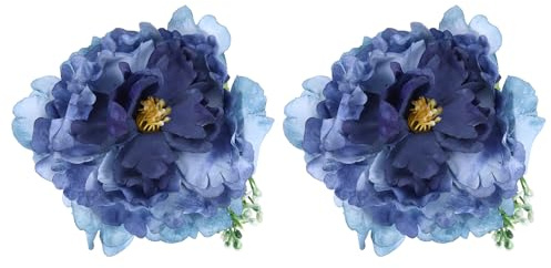 PATIKIL Fermacurtain Fiori, 2 Pezzi Peonie Artificiali Decorativi Fermatenda Clip Fiori Fermacurtain per Casa Ufficio Camera da Letto Trattamento Finestre, Blu