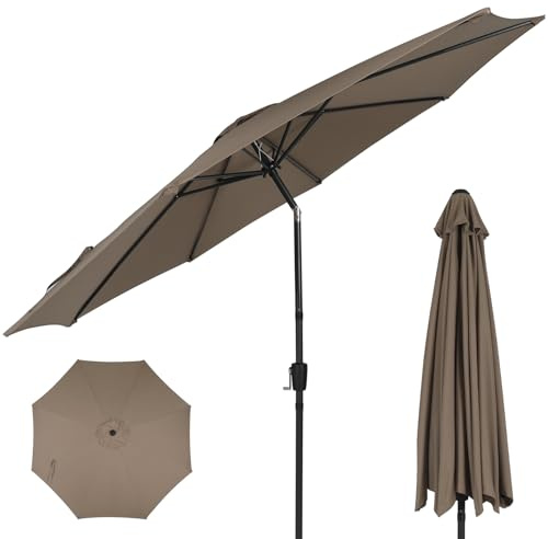 Ombrellone parasole da giardino da 3 m, con manovella inclinabile e 8 stecche, perfetto per patio, spiaggia, piscina, prato, cortile, terrazza, protezione UV e design elegante