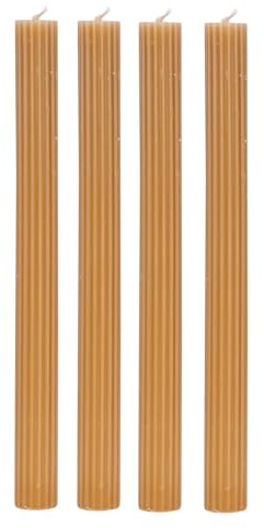 levandeo Kerzen 4er Set Stabkerzen Braun 25cm Tafelkerzen Rillen Design Tischdeko Kerzendeko Deko