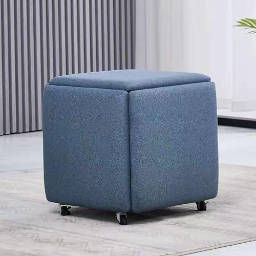 QYMYOZ 5-i-1 svängbar ottomansk pall med stapelbar design rörlig sittkub i läder för vardagsrum och sovrum