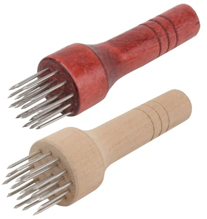 LOLIPPYY 2Pcs Wooden Handle Meat Tenderizer Tools with Needle Surface for Pork Beef Poultry Food Safe Stainless Steel Kitchen Accessories for Easy and Efficient Meat Pounding