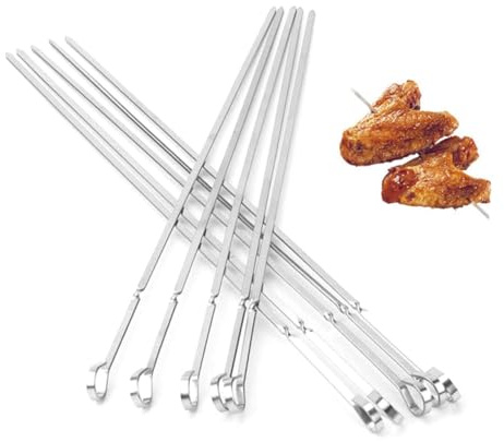 Abaodam 20 pièces Lot de Brochettes Acier Inoxydable Piques Plates Antirouille pour Barbecue Plein Air Camping et Pique-