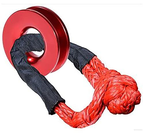Ujjdwiurgh Cuerda de cabrestante de grillete sintético de 1/2 pulgada + anillo de recuperación para ATV, UTV, SUV, todoterreno, remolque, barco, color rojo marino