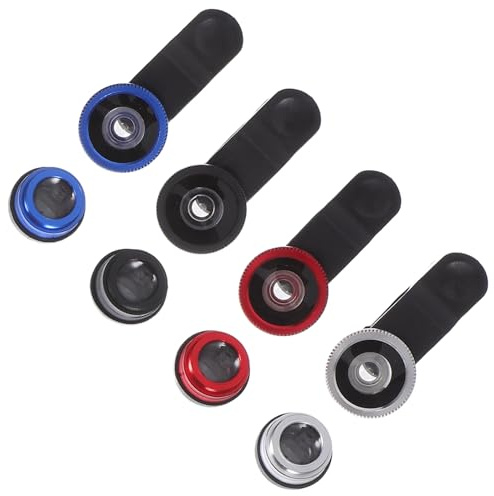 jojofuny 4 Stück Smartphone Kameraobjektiv mit Weitwinkel Makro und Fisheye Objektiv Externes Handy Objektiv mit Clip Multifunktional für Smartphone Fotografie