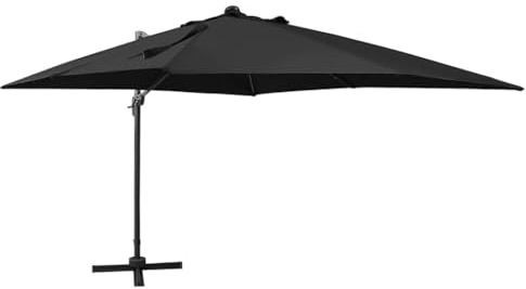 Ampelschirm mit LED-Beleuchtung, 300x300 cm Schwarz, robuster Aluminium-Mast, PA-beschichtetes Gewebe, 360° drehbar, neigbar für Garten, Terrasse & Außenbereich, hoher UV-Schutz