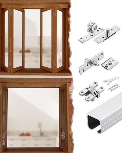 Schiebetür Komplettset Schwerlast-Hardware-Set für Zweiflügelige Fenster, Schienen für Gewerbliche Schiebetüren in Küche und Waschküche, Platzsparendes Schienensystem(3.0m/118in track for 6 doors)