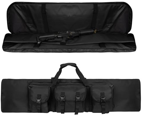 Waffentasche für Langwaffen,85/100/120cm Tactical Gewehrtasche 2 Langwaffen mit Verstellbarem,Wasserdicht 600D Polyester Gepolsterte Langwellentaschefür Jagd Schießsport Out(Size:120cm,Color:Schwarz)