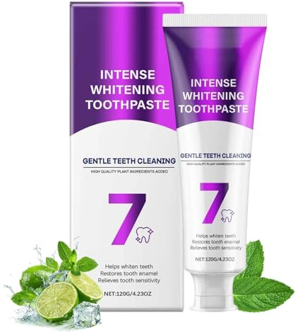 7Pro Zahnpasta, Intensive Zahnaufhellung mit 7 Wirkstoffen & Lila Gel-Formel, Fluoridfrei, Tiefenreinigung, Schutz des Zahnschmelzes, Pflege des Zahnfleisches & Frischer Atem (1 Stk)