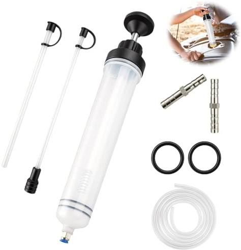Msauifncp Absaugspritze 500cc 8tlg Öl Spritze Set Ölabsaugpumpe | mit Verlängerungsschlauch 6mm Adapter Dichtung Saugen Injizieren für Auto Rasenmäher Getriebeöl Kühlmittel
