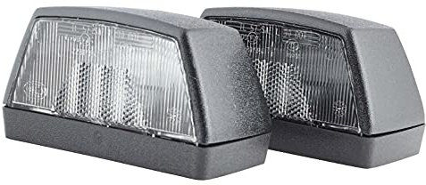 HELLA 2KA 003 389-061 Luce targa, Alogeno, 12, 24V, Montaggio, esterno, Raccordo a vite, Colore diffusore luce: cristallino, Spina: Spina piatta, posteriore, Sx, Dx