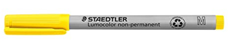 STAEDTLER Folienstift non-permanent Lumocolor, gelb, wasserlöslich, Made in Germany, lange Lebensdauer, Rundspitze M ca. 1,0, 10 gelbe Universalstifte im Kartonetui, 315-1 | Wasserlöslich für Overhead-Projektion, abwischbar – non-permanent – Art.-Nr. 315-1