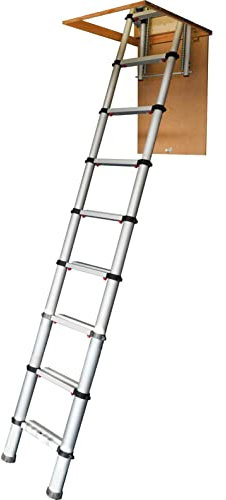 YOUNGMAN 301001 Telescopic Loft Ladder Aluminium 2.9 Metres / 9.51 Feet, Silver, 86.8 x 47.8 x 12.6 cm