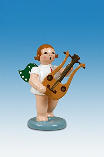 Rudolphs Schatzkiste Holzfigur Engel mit Lyragitarre ohne Krone Höhe 6cm NEU Holzengel Instrument Seiffen Erzgebirge Figur Dekoration Holzfiguren Weihnachten Fensterschmuck Spielzeug Deko