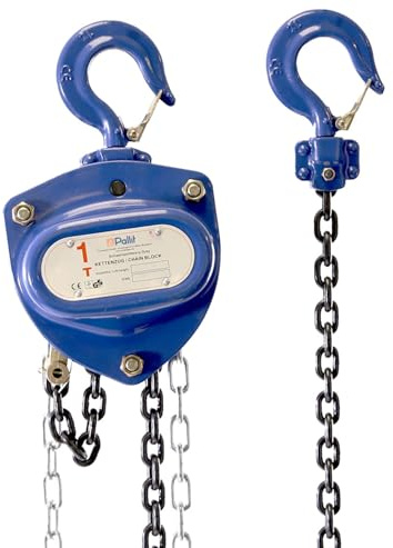 Pallit Flaschenzug CHAINPRO-S 1000 kg Tragkraft 5 m Hubhöhe extralange & robuste Bedienkette 360° drehbarer Haken Seilzug Kettenzug Kettenflaschenzug