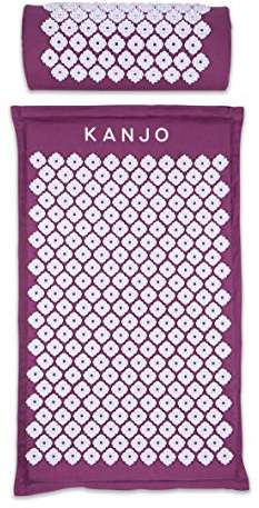 FSA HSA berechtigtes Kanjo Premium Akupressurmatte und Kopfkissen Set zur Linderung von Rückenschmerzen & Nackenschmerzen Linderung, mit Memory Foam Kissen, inklusive Tragetasche, Amethyst