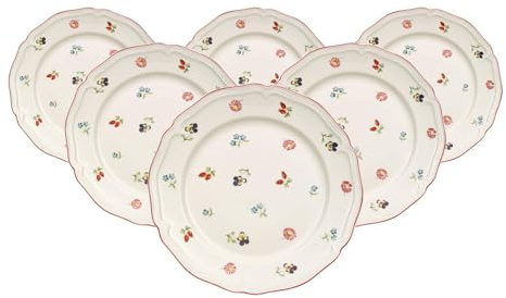 Villeroy & Boch Petite Fleur Frühstücksteller, Porzellan, Weiß, 22 x 22 x 7 cm, 6 Einheiten