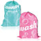 COM-FOUR® 2X Borsa per Biancheria da Viaggio - Borsa per Biancheria Pieghevole per Biancheria Sporca - Raccoglitore per Biancheria con Coulisse - 69 x 50 cm (02 pezzi - verde menta/rosa)