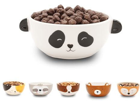 Winkee Müslischale Kinder Panda kleine Keramik Schüssel | Süße Bowl im Tierdesign für Müsli, Snacks und Desserts, originelle Schale für Kinder und Tierliebhaber