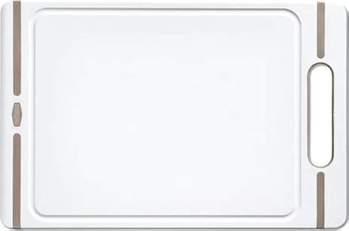 Stefanplast Planche à découper en polyéthylène 39 x 25,5 x 1 cm, Couleur Blanc et Taupe, 39 x 25,5 cm
