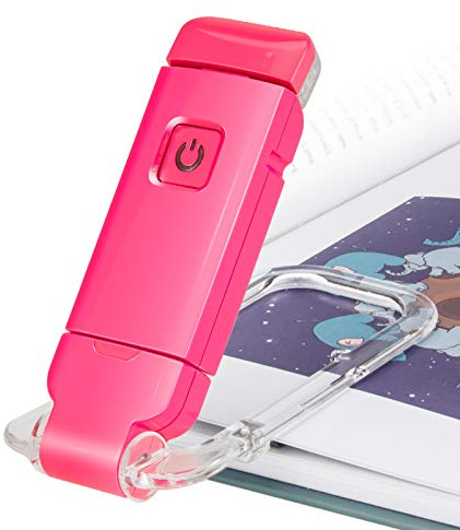 HONWELL LED Clip Leselampe Buch Klemm, Leselampen für Bücher im Bett, weiches Augenpflegelicht, USB wiederaufladbar Nachtlicht, 2 Helligkeit einstellbar für Augenschutz, Kinder, Magenta