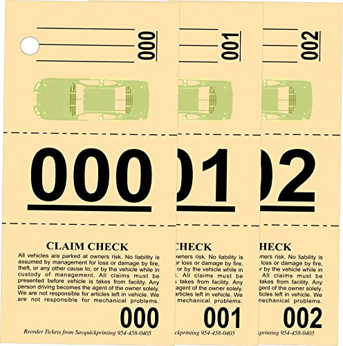 Lot de 1 000 étiquettes de réclamation de véhicules avec schéma de voiture – Étiquette perforée en 3 parties ivoire – Stock d'index 50 kg numéroté 000-999 Ivoire