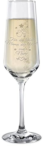 Sekt-Glas mit Gravur - mit Name gravieren - Beste Mama - Personalisiertes Geschenk, Sektkelch, Muttertag, Geburtstag, Weihnachten I Lasergravur, 200 ml