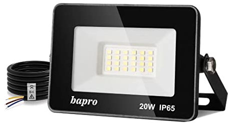 bapro 20W 2000LM Projecteur LED Extérieur, 3000K Blanc Chaud Spot LED Extérieur, IP65 Etanche Lampe Projecteur pour Terrasse Jardin Parc Garage Cour Entrée