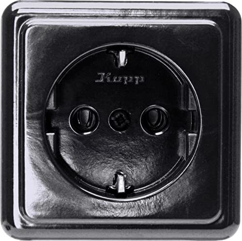 KOPP Aufputzprogramm Standard, schwarz, 1-fach Schutzkontakt-Steckdose, 16 A, 250 V, 101805003